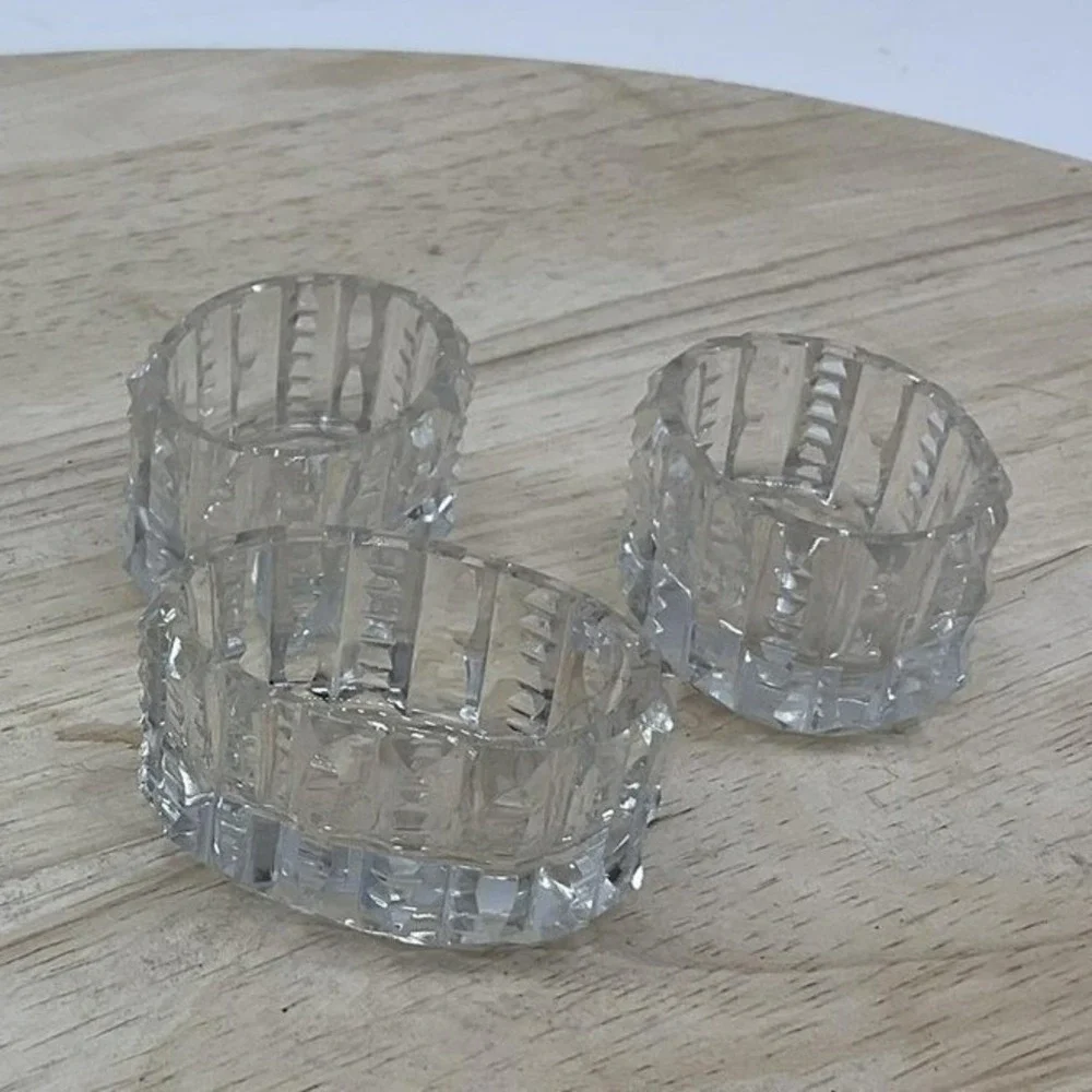 Vintage Clear Pressed Glass Small Butter Pat Dishes Set Of 3 Oval Unmarked